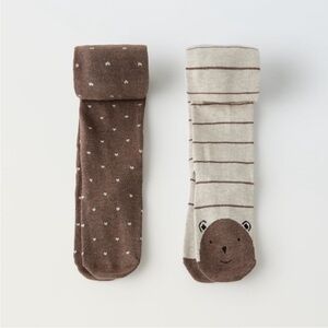 ZARA TWO PACK OF BEAR TIGHTS